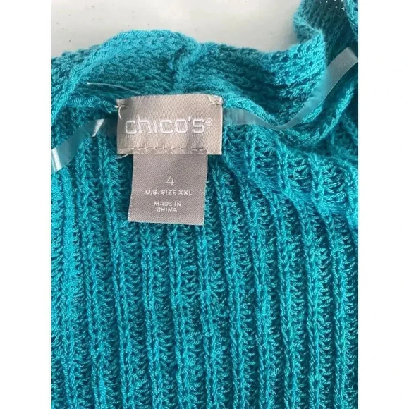 Women's Chicos Blue Oversized Batwing Sleeve Open Front Cardigan Sweater XXL 129 - Picture 8 of 9